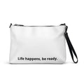 Black Life Happens—Be Ready crossbody bag, front view